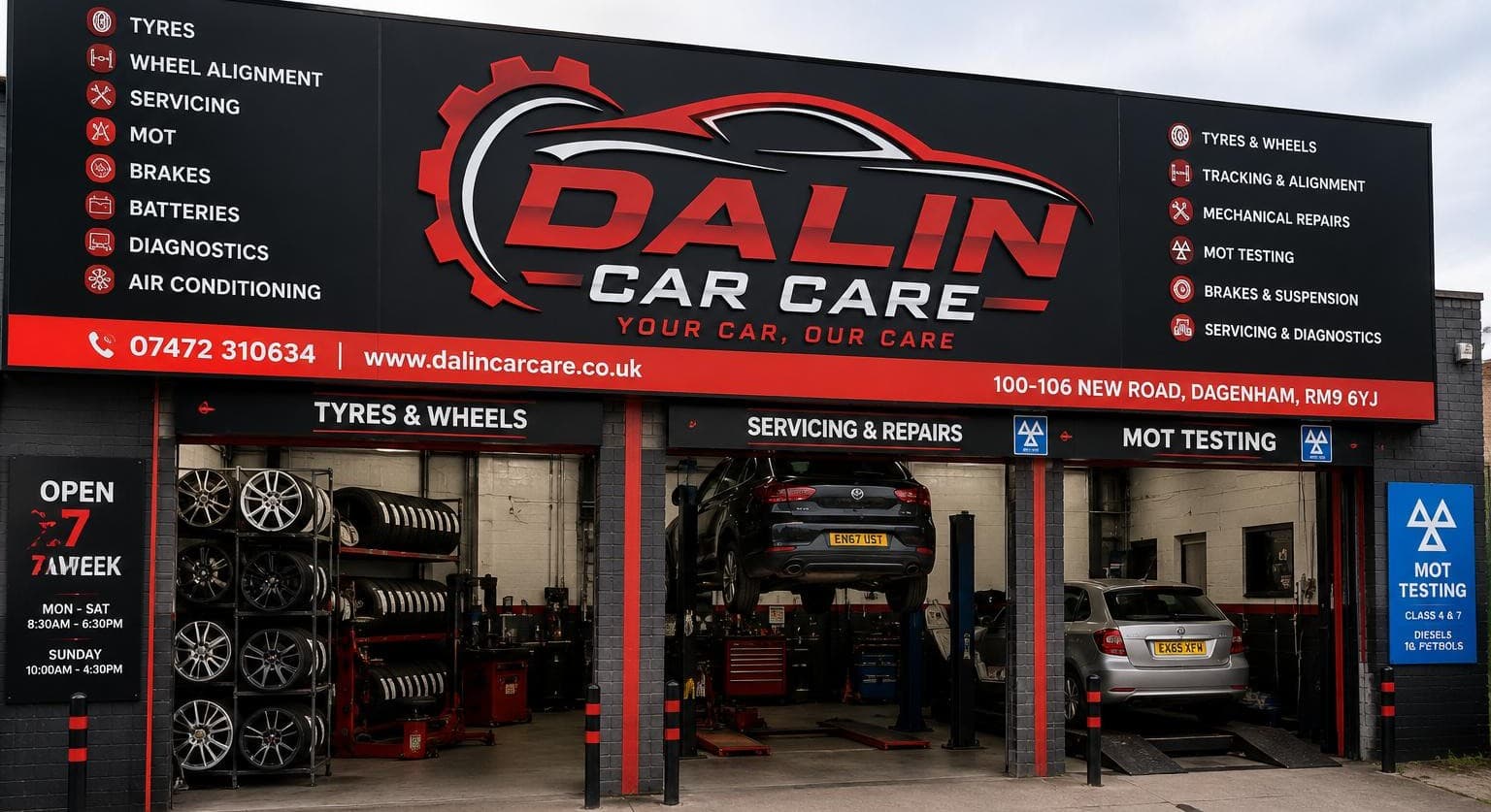 Dalin Car Care expert technician performing vehicle inspection and servicing